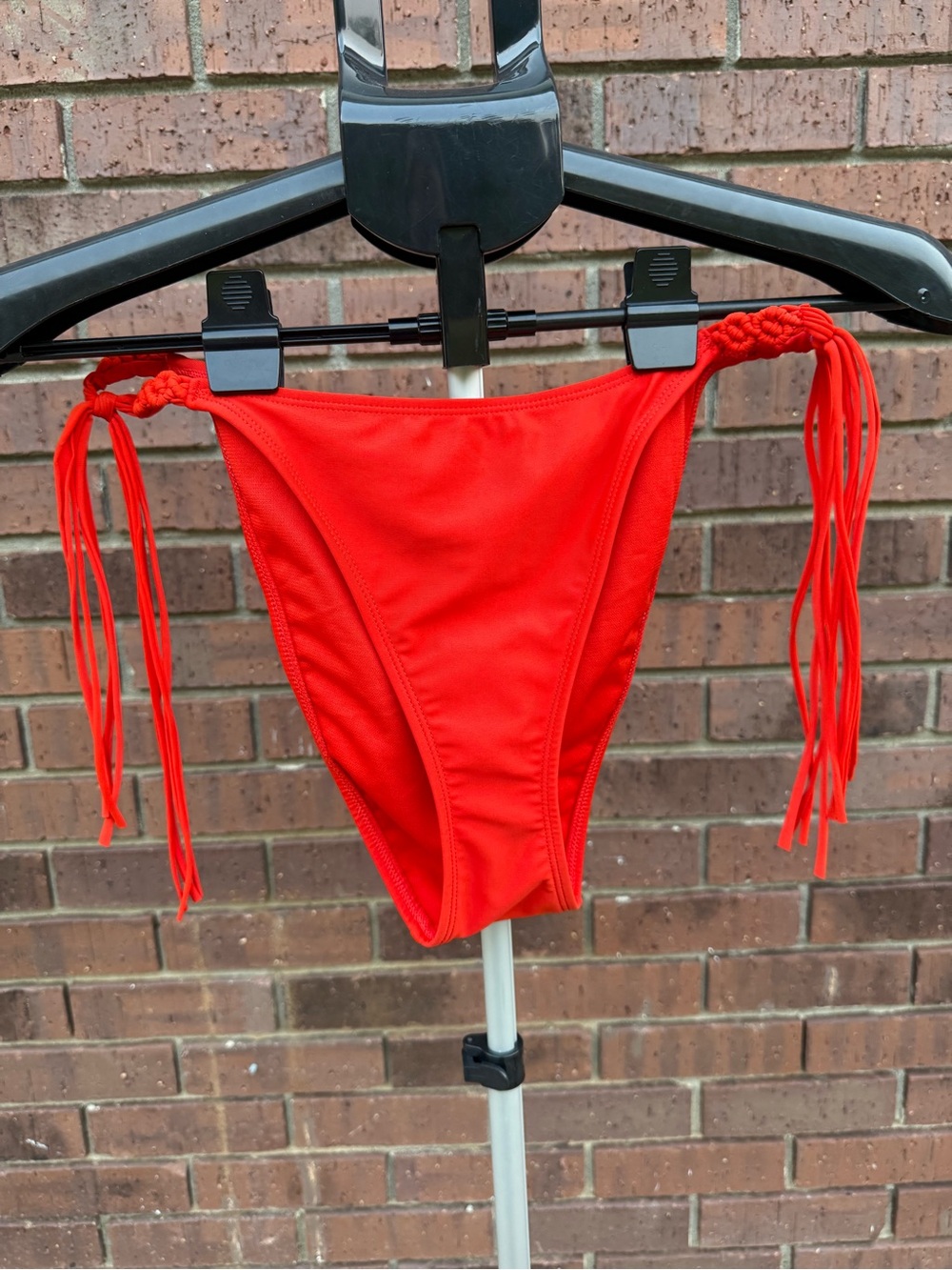 Swim Bikini Bottoms Large Soleil Red Macrame High Leg Cheeky Gypsy Bohemian New